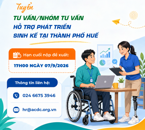 ACDC tuyển tư vấn/nhóm tư vấn hỗ trợ phát triển sinh kế tại thành phố Huế